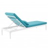 Modway Perspective Cushion Outdoor Patio Chaise Lounge Chair - White Turquoise - Reclined in Back Side Angle