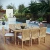 Modway Marina 9 Piece Outdoor Patio Teak Dining Set - Natural White - Lifestyle - Modway Marina 9 Piece Outdoor Patio Teak Dining Set - Natural White - Lifestyle