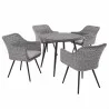 Modway Endeavor 5 Piece Outdoor Patio Wicker Rattan Dining Set - Gray Gray - Front Side Angle - Modway Endeavor 5 Piece Outdoor Patio Wicker Rattan Dining Set - Gray Gray - Front Side Angle
