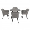 Modway Endeavor 5 Piece Outdoor Patio Wicker Rattan Dining Set - Gray Gray - Front Angle