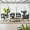 Modway Stance 5 Piece Outdoor Patio Aluminum Sectional Sofa Set - Gray Charcoal - Lifestyle - Modway Stance 5 Piece Outdoor Patio Aluminum Sectional Sofa Set - Gray Charcoal - Lifestyle