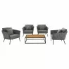 Modway Stance 5 Piece Outdoor Patio Aluminum Sectional Sofa Set - Gray Charcoal - Set in Front Angle - Modway Stance 5 Piece Outdoor Patio Aluminum Sectional Sofa Set - Gray Charcoal - Set in Front Angle