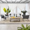 Modway Stance 5 Piece Outdoor Patio Aluminum Sectional Sofa Set - Gray White - Lifestyle