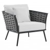 Modway Stance 5 Piece Outdoor Patio Aluminum Sectional Sofa Set - Gray White - Chair in Front Side Angle