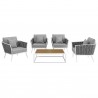 Modway Stance 5 Piece Outdoor Patio Aluminum Sectional Sofa Set - White Gray - Set in Front Angle