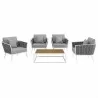 Modway Stance 5 Piece Outdoor Patio Aluminum Sectional Sofa Set - White Gray - Set in Front Angle - Modway Stance 5 Piece Outdoor Patio Aluminum Sectional Sofa Set - White Gray - Set in Front Angle
