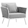 Modway Stance 5 Piece Outdoor Patio Aluminum Sectional Sofa Set - White Gray - Armchair in Front Side Angle