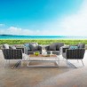 Modway Stance 5 Piece Outdoor Patio Aluminum Sectional Sofa Set - White Gray - Lifestyle