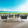 Modway Stance 5 Piece Outdoor Patio Aluminum Sectional Sofa Set - White Gray - Lifestyle - Modway Stance 5 Piece Outdoor Patio Aluminum Sectional Sofa Set - White Gray - Lifestyle