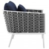 Modway Stance 5 Piece Outdoor Patio Aluminum Sectional Sofa Set - White Navy - Chair in Side Angle