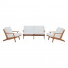 Modway Saratoga 3 Piece Outdoor Patio Teak Set - Natural White - Set in Front Angle