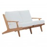 Modway Saratoga 3 Piece Outdoor Patio Teak Set - Natural White - Loveseat in Front Side Angle
