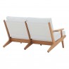 Modway Saratoga 3 Piece Outdoor Patio Teak Set - Natural White - Loveseat in Back Side Angle