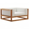 Modway Newbury Accent Lounge Outdoor Patio Premium Grade A Teak Wood Armchair - Natural White - Front Side Angle