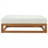 Modway Newbury Outdoor Patio Premium Grade A Teak Wood Ottoman - Natural White - Front Angle