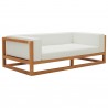 Modway Newbury Accent Lounge Outdoor Patio Premium Grade A Teak Wood Sofa - Natural White - Front Side Angle