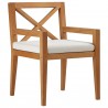 Modway Northlake Outdoor Patio Premium Grade A Teak Wood Dining Armchair - Natural White - Front Side Angle