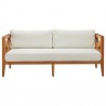 Modway Northlake Outdoor Patio Premium Grade A Teak Wood Sofa - Natural White - Front Angle