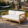 Modway Northlake Outdoor Patio Premium Grade A Teak Wood Sofa - Natural White - Lifestyle