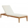 Modway Northlake Outdoor Patio Premium Grade A Teak Wood Chaise Lounge - Natural White - Front Side Angle in Reclined Position