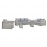 Modway Aura 6 Piece Outdoor Patio Wicker Rattan Set - Gray Gray - Set in Front Side Angle