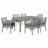 Modway Aura 7 Piece Outdoor Patio Wicker Rattan Set - Gray Navy - Set in Front Side Angle - Modway Aura 7 Piece Outdoor Patio Wicker Rattan Set - Gray Navy - Set in Front Side Angle
