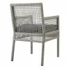 Modway Aura 7 Piece Outdoor Patio Wicker Rattan Set - Gray Navy - Chair in Back Side Angle - Modway Aura 7 Piece Outdoor Patio Wicker Rattan Set - Gray Navy - Chair in Back Side Angle