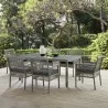 Modway Aura 7 Piece Outdoor Patio Wicker Rattan Set - Gray Navy - Lifestyle - Modway Aura 7 Piece Outdoor Patio Wicker Rattan Set - Gray Navy - Lifestyle