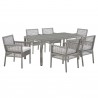 Modway Aura 7 Piece Outdoor Patio Wicker Rattan Set - Gray White - Set in Front Side Angle