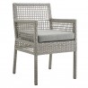 Modway Aura Dining Armchair Outdoor Patio Wicker Rattan in Gray Gray - Set of Two - Front Side Angle