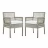 Modway Aura Dining Armchair Outdoor Patio Wicker Rattan in Gray White - Set of Two - Set in Front Angle - Modway Aura Dining Armchair Outdoor Patio Wicker Rattan in Gray White - Set of Two - Set in Front Angle