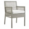 Modway Aura Dining Armchair Outdoor Patio Wicker Rattan in Gray White - Set of Two - Front Side Angle