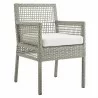 Modway Aura Dining Armchair Outdoor Patio Wicker Rattan in Gray White - Set of Two - Front Side Angle - Modway Aura Dining Armchair Outdoor Patio Wicker Rattan in Gray White - Set of Two - Front Side Angle