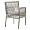 Modway Aura Dining Armchair Outdoor Patio Wicker Rattan in Gray White - Set of Two - Back Side Angle