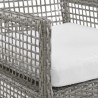 Modway Aura Dining Armchair Outdoor Patio Wicker Rattan in Gray White - Set of Two - Seat Closeup Angle