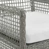 Modway Aura Dining Armchair Outdoor Patio Wicker Rattan in Gray White - Set of Two - Seat Closeup Angle - Modway Aura Dining Armchair Outdoor Patio Wicker Rattan in Gray White - Set of Two - Seat Closeup Angle