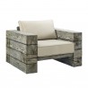 Modway Manteo Rustic Coastal Outdoor Patio Sunbrella® Lounge Armchair - Light Gray Beige - Front Side Angle