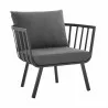 Modway Riverside Outdoor Patio Aluminum Armchair in Gray Charcoal - Front Side Angle - Modway Riverside Outdoor Patio Aluminum Armchair in Gray Charcoal - Front Side Angle