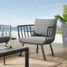 Modway Riverside Outdoor Patio Aluminum Armchair in Gray White Charcoal - Lifestyle