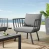 Modway Riverside Outdoor Patio Aluminum Armchair in Gray White Charcoal - Lifestyle - Modway Riverside Outdoor Patio Aluminum Armchair in Gray White Charcoal - Lifestyle