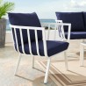 Modway Riverside Outdoor Patio Aluminum Armchair in White Navy - Lifestyle