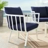 Modway Riverside Outdoor Patio Aluminum Armchair in White Navy - Lifestyle - Modway Riverside Outdoor Patio Aluminum Armchair in White Navy - Lifestyle