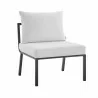 Modway Riverside Outdoor Patio Aluminum Armless Chair in Gray White - Front Side Angle - Modway Riverside Outdoor Patio Aluminum Armless Chair in Gray White - Front Side Angle