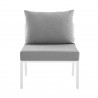 Modway Riverside Outdoor Patio Aluminum Armless Chair in White Gray - Front Angle