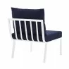 Modway Riverside Outdoor Patio Aluminum Armless Chair in White  Navy - Front Back Side Angle - Modway Riverside Outdoor Patio Aluminum Armless Chair in White  Navy - Front Back Side Angle