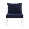 Modway Riverside Outdoor Patio Aluminum Armless Chair in White  Navy - Front Angle - Modway Riverside Outdoor Patio Aluminum Armless Chair in White  Navy - Front Angle