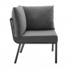 Modway Riverside Outdoor Patio Aluminum Corner Chair in Gray Charcoal - Side Angle