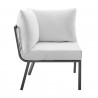 Modway Riverside Outdoor Patio Aluminum Corner Chair in Gray White - Side Angle