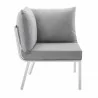 Modway Riverside Outdoor Patio Aluminum Corner Chair in White Gray - Side Angle - Modway Riverside Outdoor Patio Aluminum Corner Chair in White Gray - Side Angle
