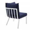 Modway Riverside Outdoor Patio Aluminum Corner Chair in White Navy - Back Side Angle